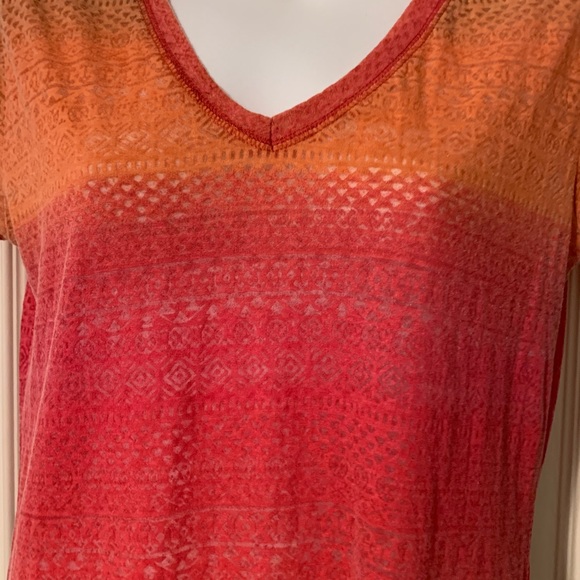 Rue 21 Short Sleeve Shirt Top XL Orange Ombré - Picture 2 of 4